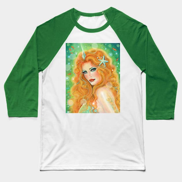Fire and Ice mermaid by Renee Lavoie Baseball T-Shirt by ReneeLLavoie